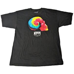 NEFF FOLLOW YOUR GUIDE Tie Dye Skull Men XL Black Cotton T-Shirt EUC